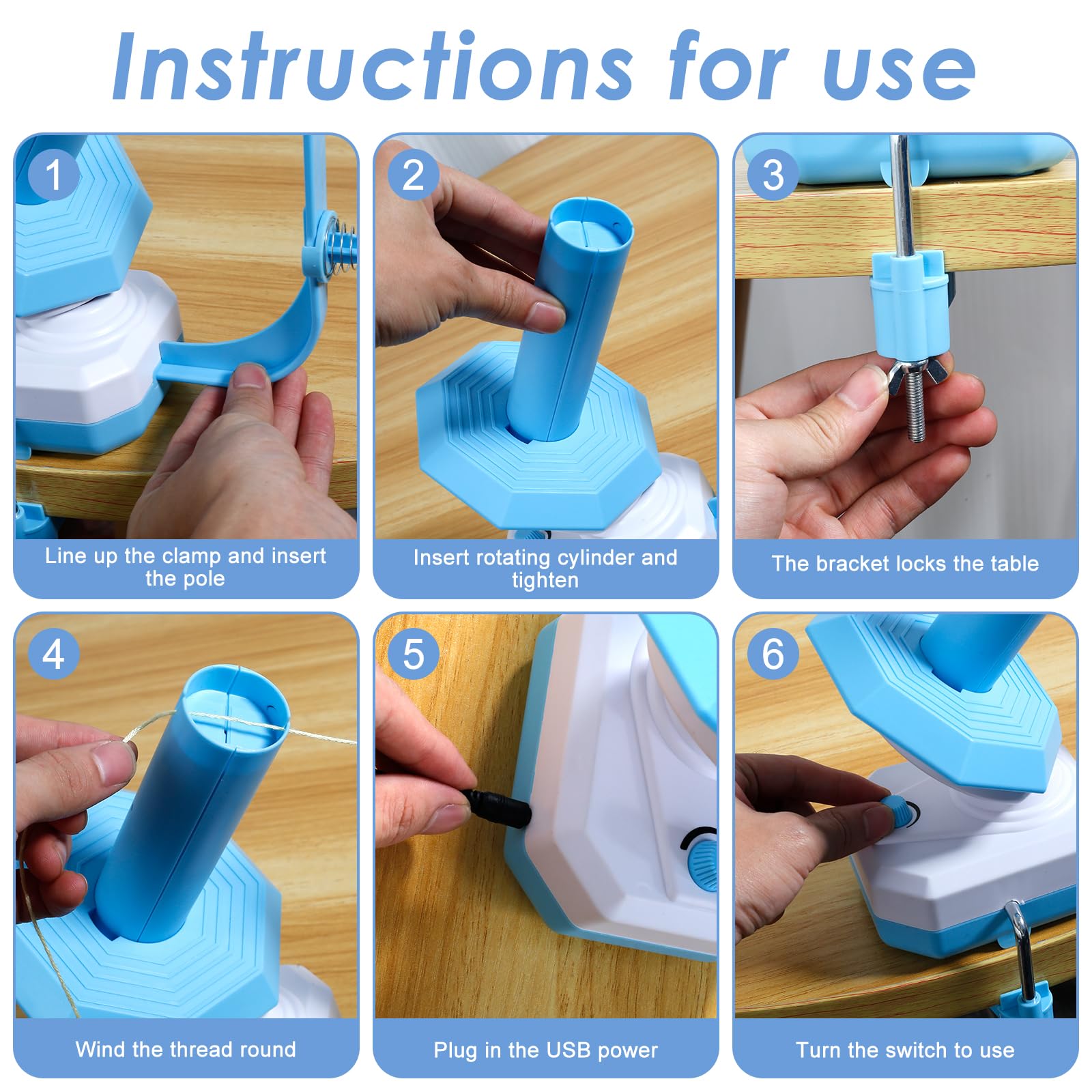 FALESOUL Yarn Winder, Electric Yarn Ball Winder for Crocheting, 10oz Large Automatic Winder for Crocheting, Stepless Speed Automatic Yarn Winder Wool Spinner Roller for Crochet Lovers (Blue)