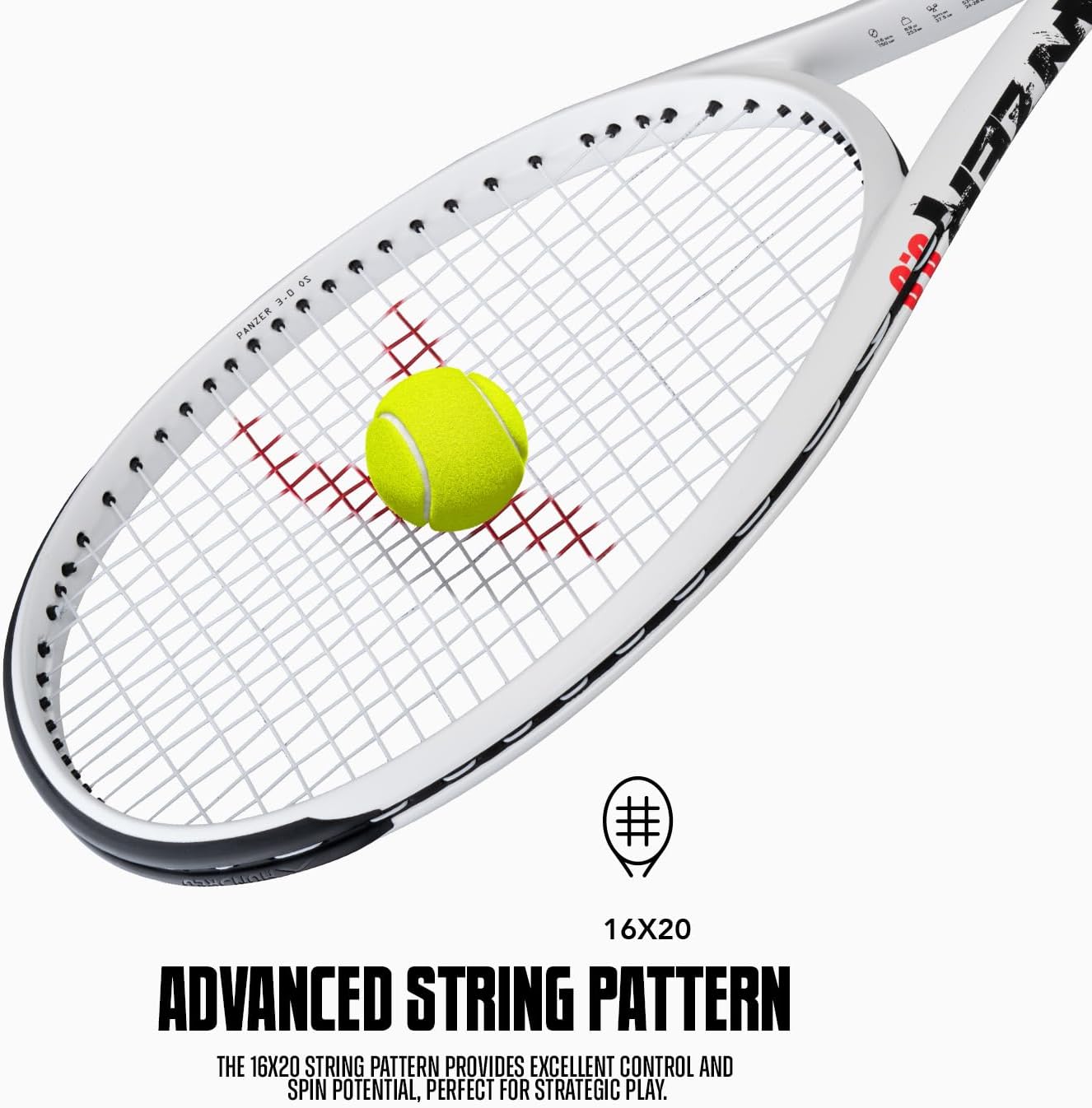 Hundred Panzer Strung Tennis Racket with Full Cover | 3 Points Head Heavy | Grip Size 2 (4 1/4 inches) | 253 grams