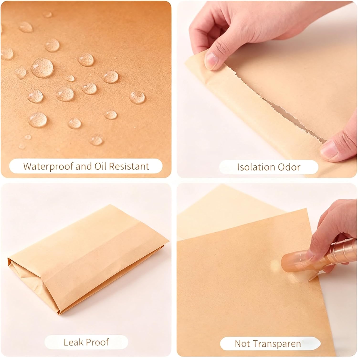 300 Pcs Waxed Kraft Sanitary Napkin Disposal Bags — Feminine Hygiene Liner Bags for Restroom & Bathroom Dispensers, Brown Kraft Waxed Paper Bags for Tampon & Pad Disposal, Janitorial/Commercial Use