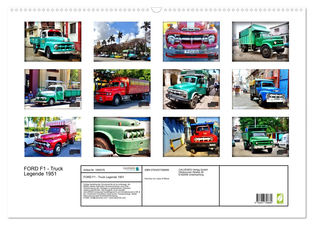 FORD F1 - Truck Legende 1951 (Wandkalender 2026 DIN A2 quer), CALVENDO Monatskalender: Der US-LKW Ford F1 aus dem Jahre 1951 in Kuba