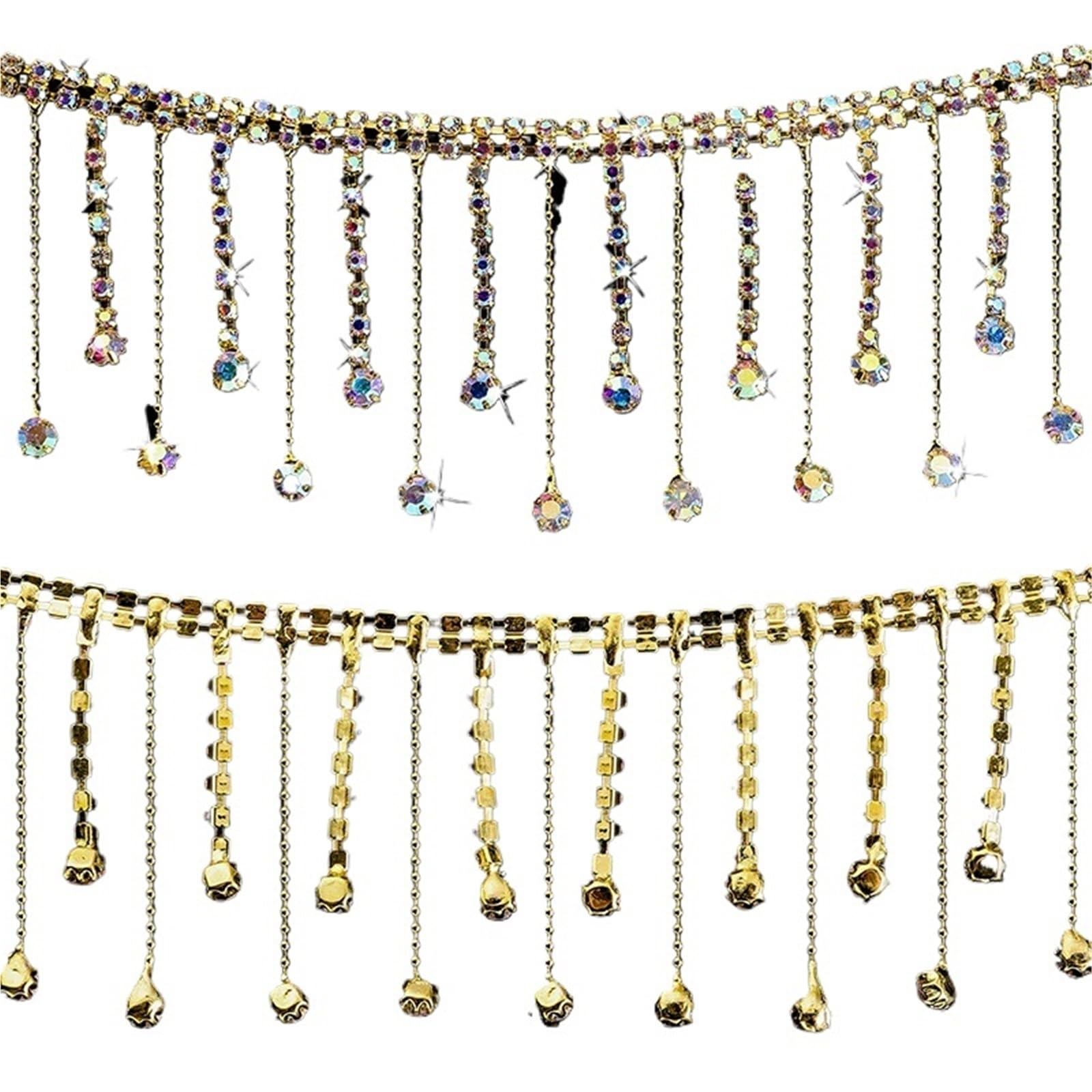 Chaîne strass cristal transparent et métal doré pour finitions de robe de mariée