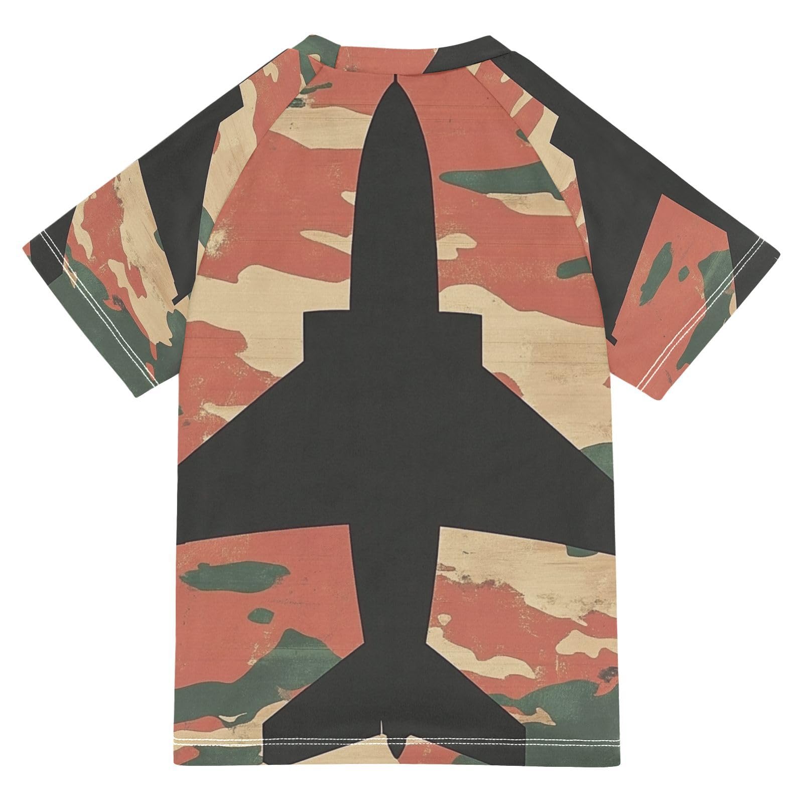 Jucciaco Boys Swimsuit Airplane Camo Fighter Retro Sunscreen Kids Sun Rashguard Short Sleeve T-Shirts Swimwear Sets UPF 50+