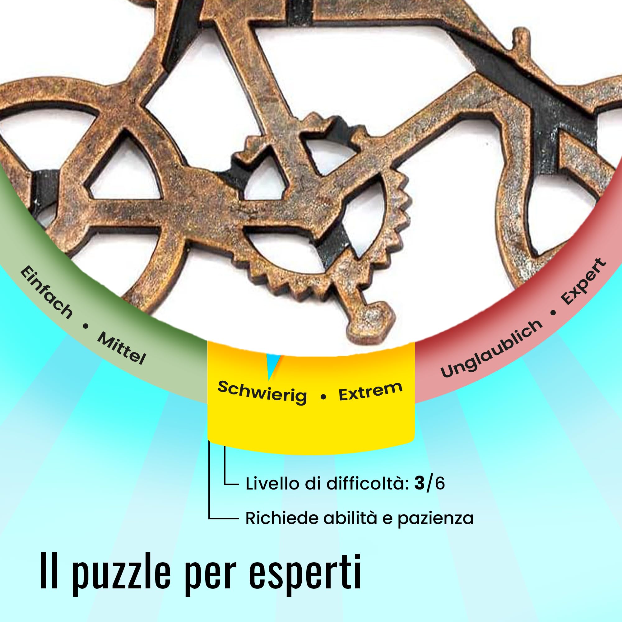 LOGICA GIOCHI Art. Bici di Amsterdam - Rompicapo in Lega - Difficoltà 3/6 Difficile - Serie Viaggiatori da Collezione - Cast Puzzle