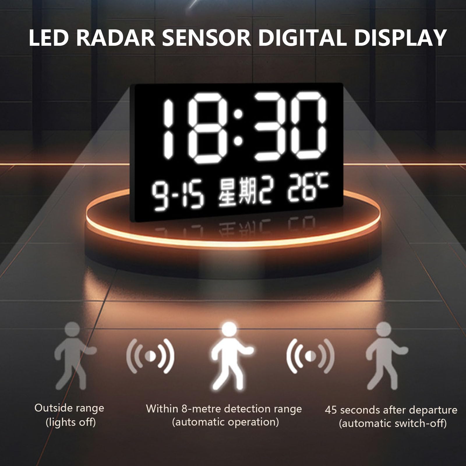 Grande orologio da parete 3D con luce LED, schermo digitale, cornice in alluminio per decorazione domestica, perfetto per salotti e uffici, 70 x 140 cm