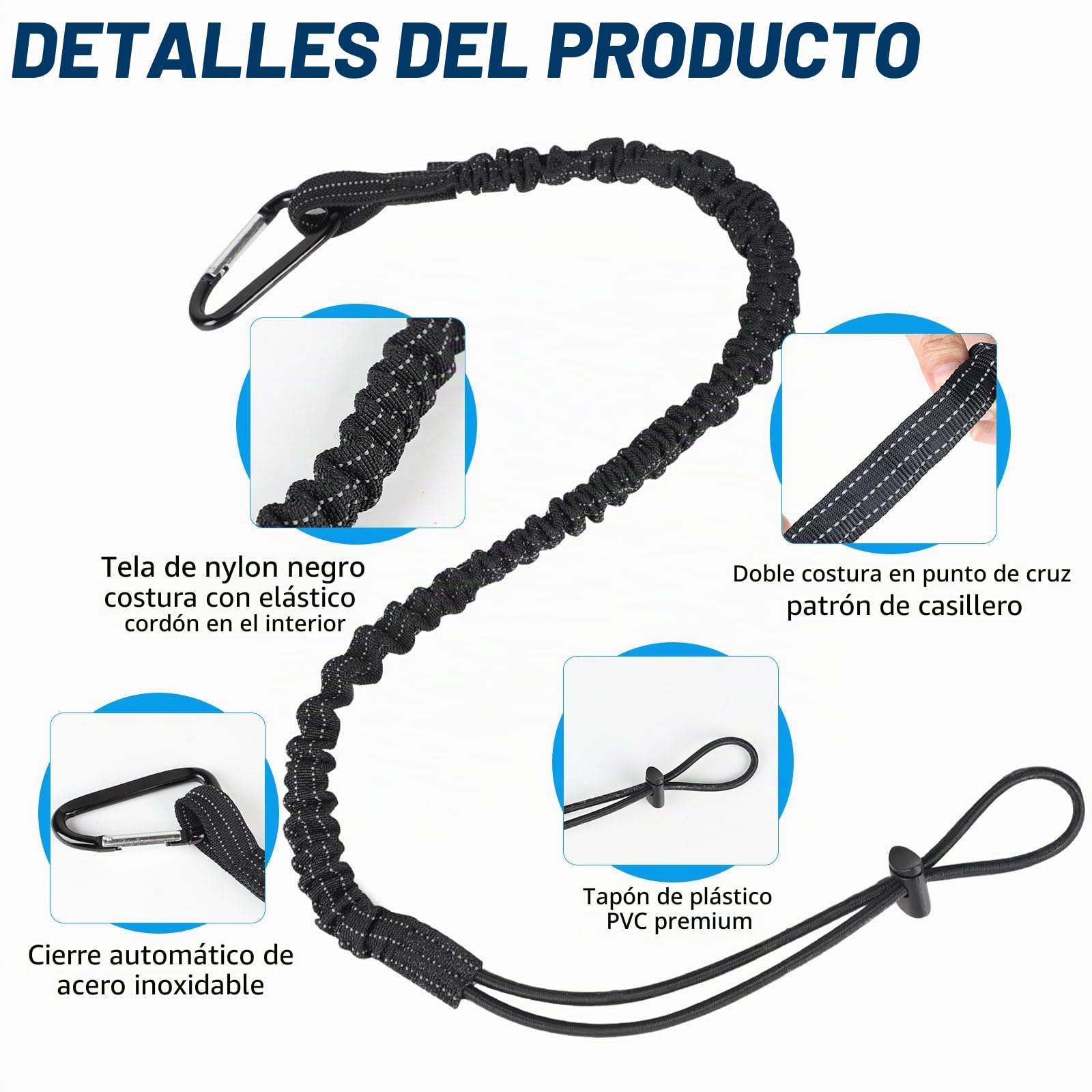 DBREAKS 3 Piezas Cordón para Herramientas, Retractil Cordón de Herramientas con Mosquetónara Destornilladores, Alicates, Sierra eléctrica, Llaves inglesas (Negro)