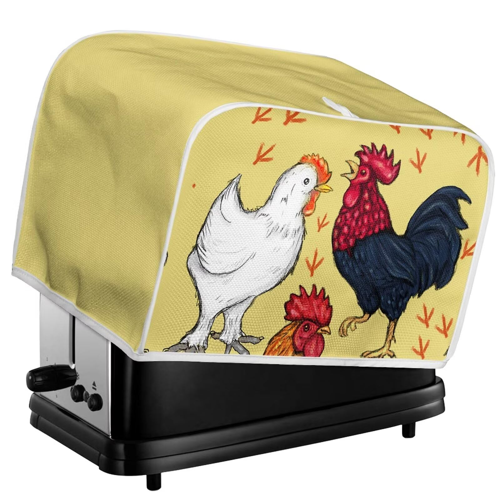 Poceacles Daisy Bees Designs Black Toaster Cover For Kitchen Office, 4 Slice Toaster Cover Appliance Cover Toaster Dust & Fingerprint Protection Machine Washable, M