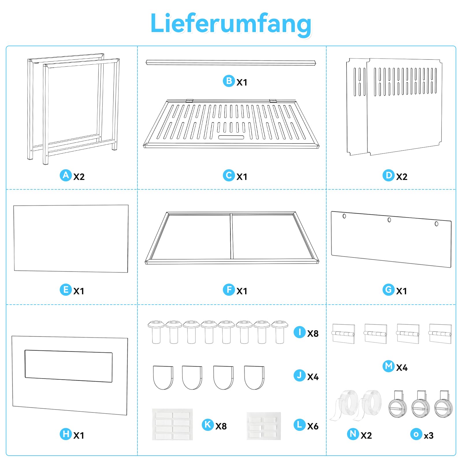 BORISI Hamsterkäfig – Metall Kausicher Atmungsaktiv Rattenkäfig mit Acrylplatten, Oben Offen&Doppeltür, 103L x 56W x 52H cm für Syrische Hamster, Rennmäuse, Meerschweinchen, 0,5m², Weiß