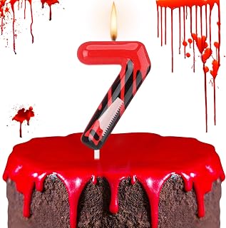 Photect Bleeding Number Candle Halloween Birthday Candle Have a Killer Birthday Cake Topper for Gothic Decoration Horror Themed Halloween Party(Number 7)
