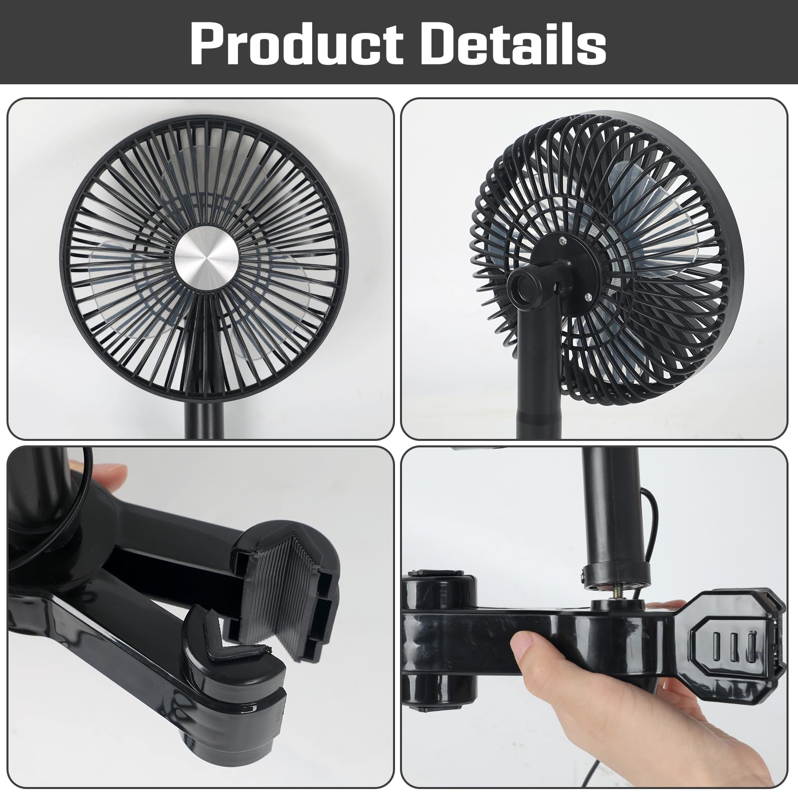 Grow Ventilatore con Clip,Protezione Oscillante,Motore EC,Ventola per Tenda da 3W,Diametro 17cm Clip Fan Grow Tent con Cavo di Prolunga 2m,Adatto per Piccole Serre