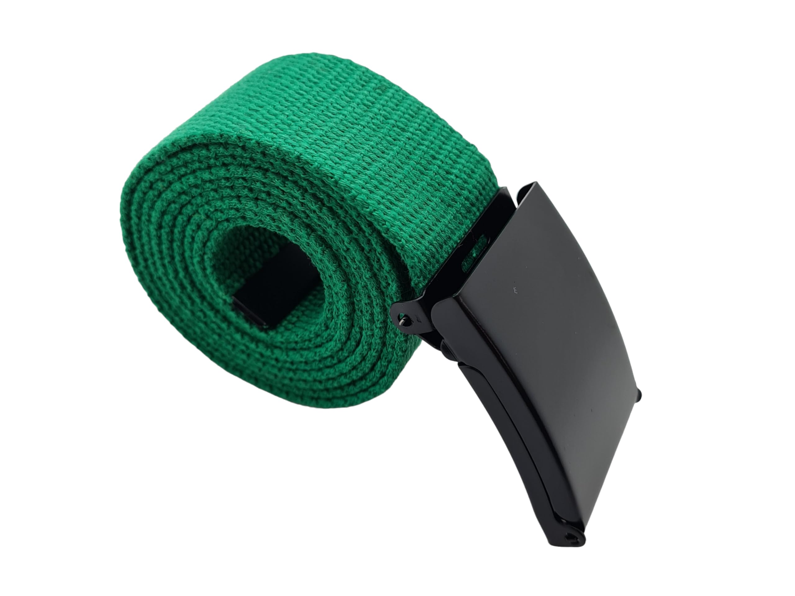 TheGloveHut Unisex Canvas Webbing Belt Black Buckle (Medium 36", Green)