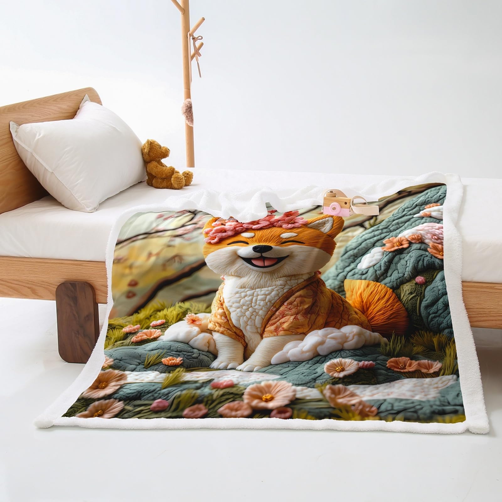 Blanket Orange Dog Soft Sherpa Fleece Blankets and Throws Thick Flannel And Lamb Wool Soft Blanket Lightweight Cosy Sofa Throw All Season Blankets for Beds 100x150cm