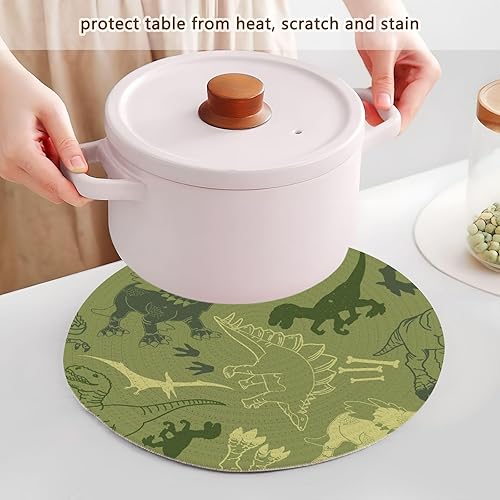 Miniatura 5 de Salvamanteles antideslizantes con patrón de dinosaurio, 3 unidades, posavasos grandes, tapete de algodón para platos calientes, tapete de