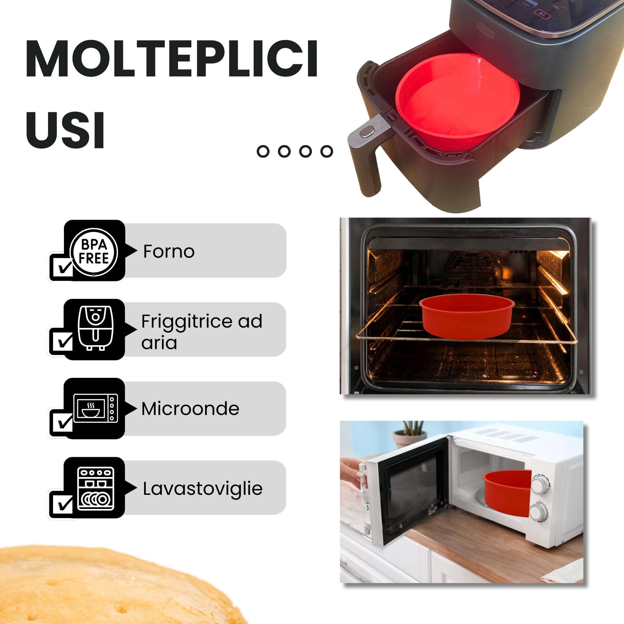 FRIGGITRICE AD ARIA riutilizzabile cesto in silicone forno tessera pizza fritta pollo6655 EUR 14