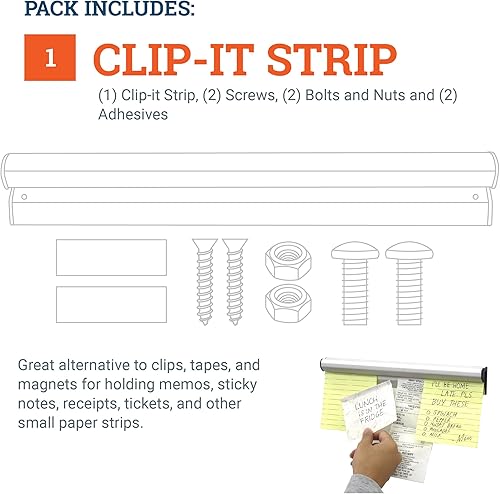 Miniatura 2 de PHS Clip It - Sistema para colgar tiras  Soporte de aluminio para boletos de 11 12 pulgadas para pedidos de restaurantes, carril de boletos o