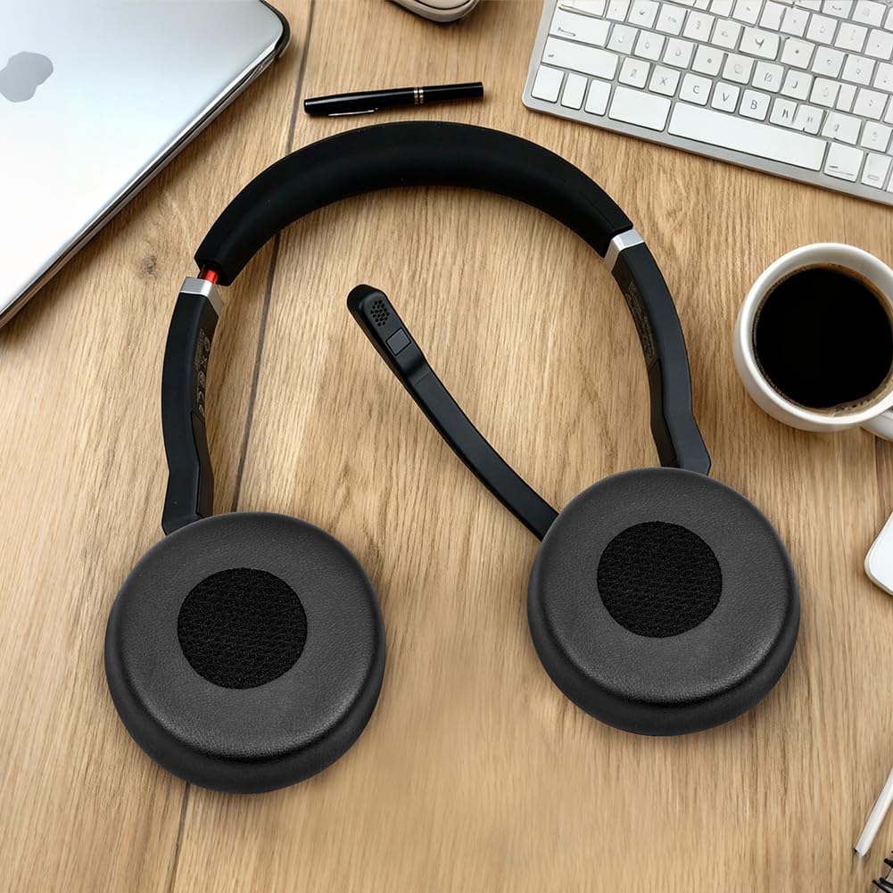 AXFEE Cuscinetti Auricolari di Ricambio per Jabra Evolve 75 (75UC 75MS 75SE), Cuscinetti Auricolari in Pelle Proteica, Schiuma ad alta Densità per I'isolamento dal Rumore - Nero