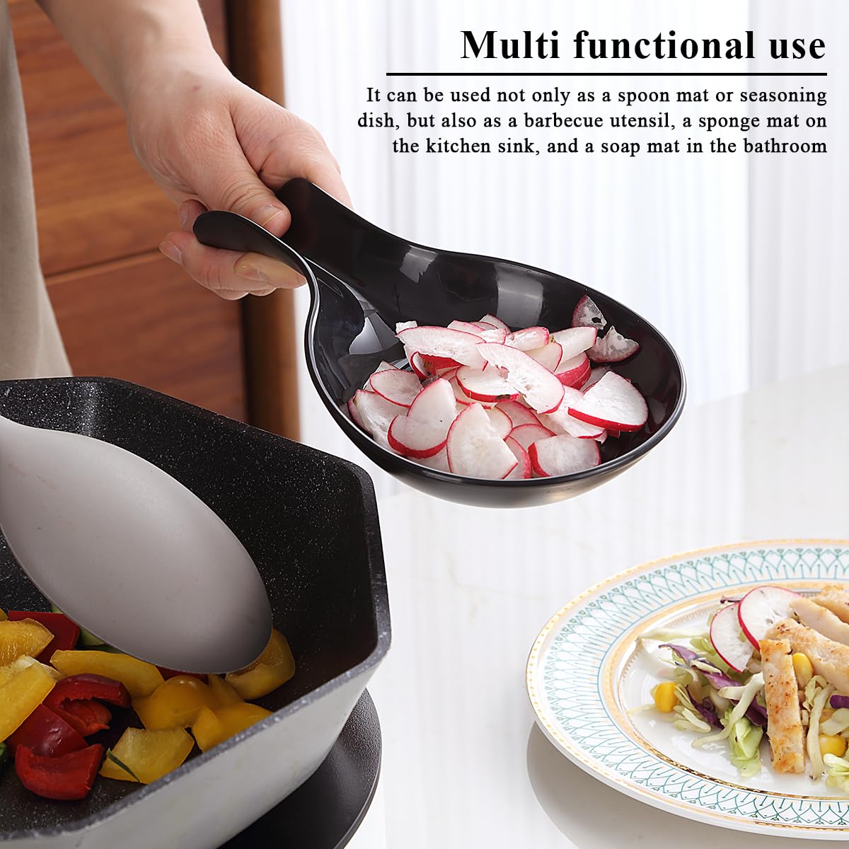 Kyraton Reposa Cucharas Cocina Juego De 2 Piezas, Utensilios De Cocina, Porta Utensilios De Cocina De Plástico Para Cucharas, Pinzas, Espátulas, Soporte Para Cucharas De Cocina, Apto Para Lavavajillas