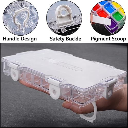 Miniatura 3 de WANDIC Caja de pintura de acuarela, 1 paleta de pintura de 36 pocillos, contenedor vacío para acuarela gouache, acrílico y pintura al óleo