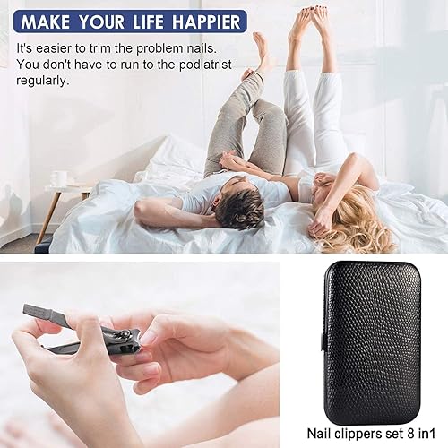 Miniatura 5 de Kit de manicura y pedicura 18 en 1, cortador de uñas de acero inoxidable de alta precisión, tijeras afiladas para hombres y mujeres, tijeras