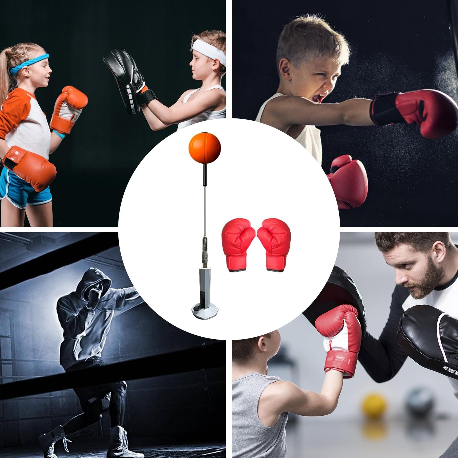 Box-Reflexsack,Reflex-Boxsack,Boxtraining | Übungs-Boxsack mit Ständer, höhenverstellbarer Speed-Boxball für Erwachsene und Jugendliche