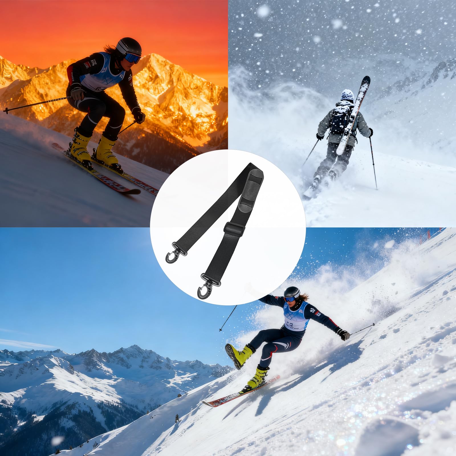Sangle de Transport Réglable pour Ski, Bâton et Snowboard