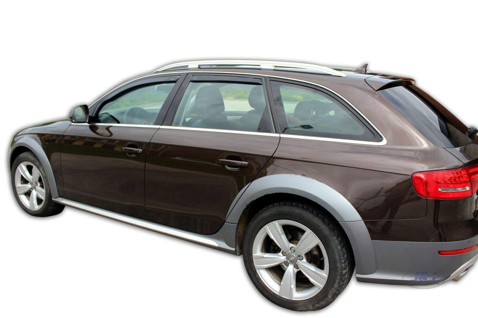 J&J AUTOMOTIVE Windabweiser passend für Audi A4 B8 2009-2015 4tlg, Heko Regenabweiser Vorne Hinten Getönt Dunkel Passform