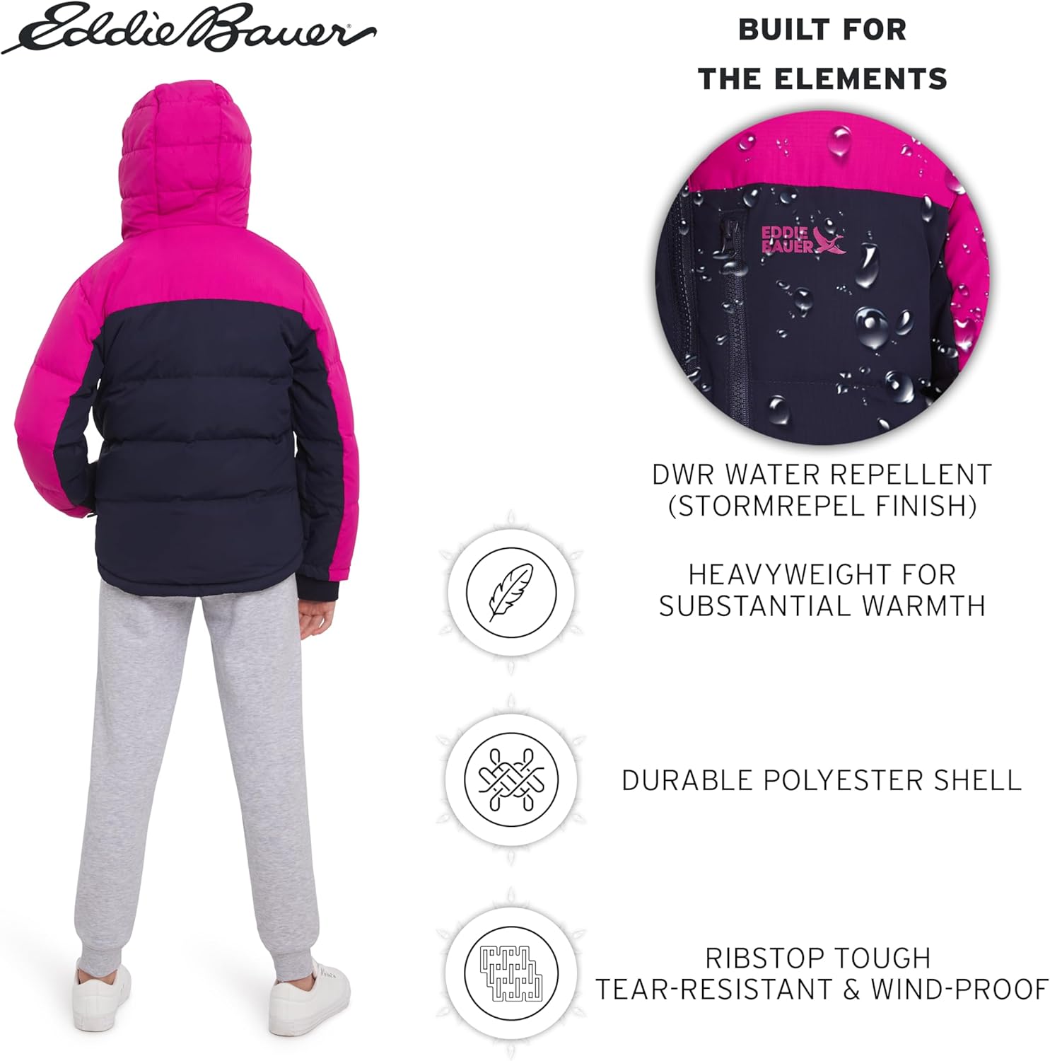 Eddie Bauer Girls' Classic Heavyweight Faux Fur Lined Hooded Insulated Down Jacket - Image 4
