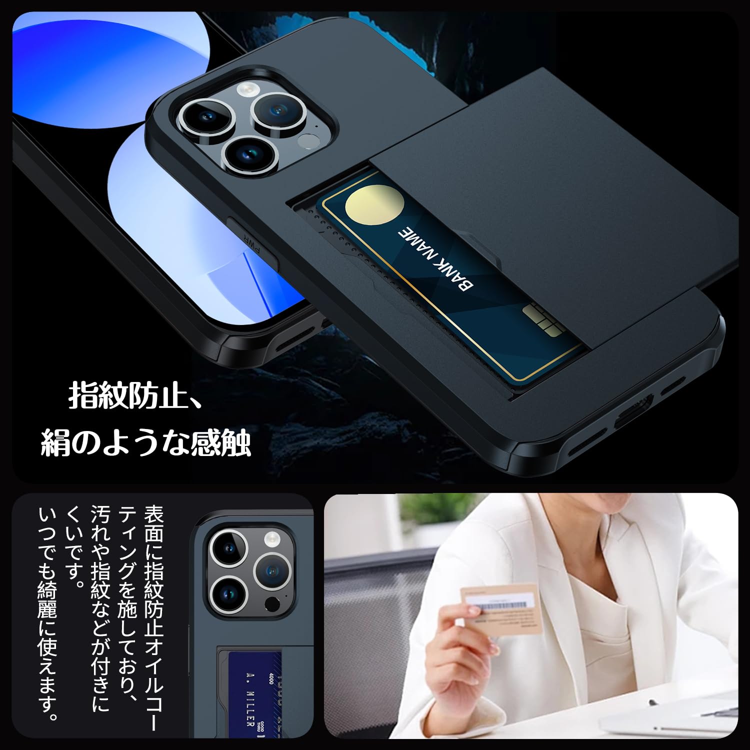 Amazon.co.jp: iPhone 13 Pro Max ケース カード収納 背面 米軍