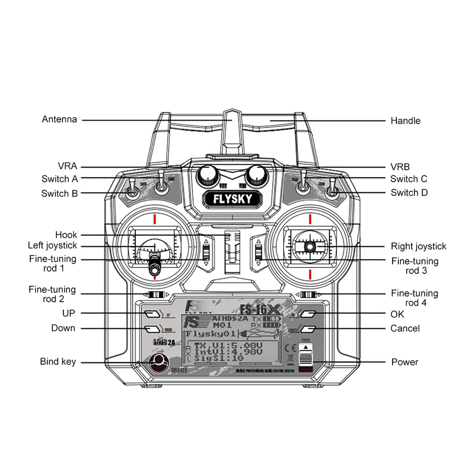 Matybobe FS-i6X 2,4 GHz 10CH AFHDS 2A Trasmettitore RF con ricevitore FS-iA10B per elicottero RC Drone