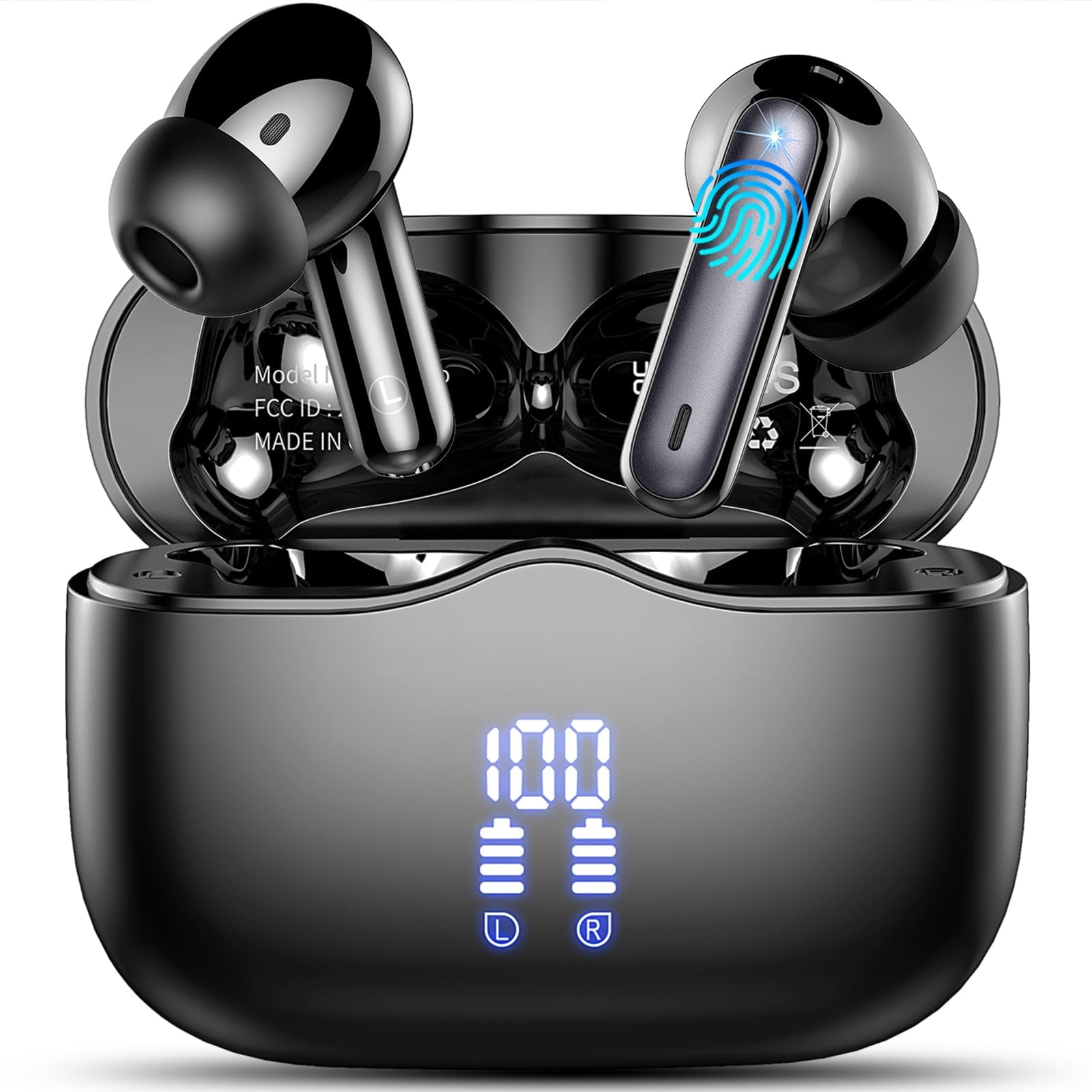 Wireless Earbuds, Bluetooth 5.3 Headphones in Ear with HiFi Stereo Deep Bass, 4 ENC Noise Cancelling Mic Wireless Earphones 40H Playtime, Bluetooth Earbuds Dual LED Display, IP7 Waterproof, USB-CWireless Earbuds, Bluetooth 5.3 Headphones in Ear wit…