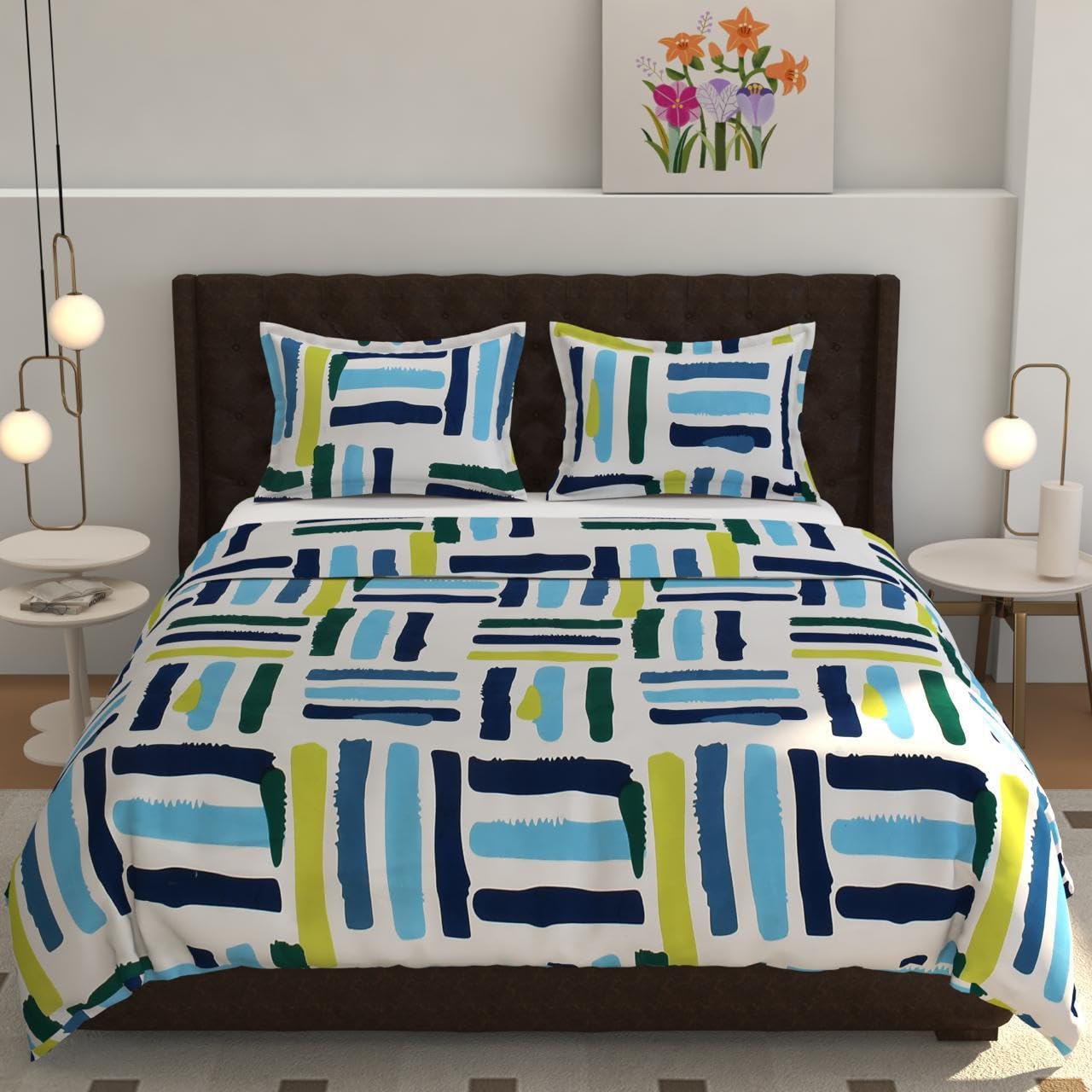 JASHAN Luxurious Glace Cotton Duvet Cover, Comforter Cover, Rajai Cover, Blanket Cover,Quilt Cover Queen Size 90"x100" inches-Sky Blue-image-41