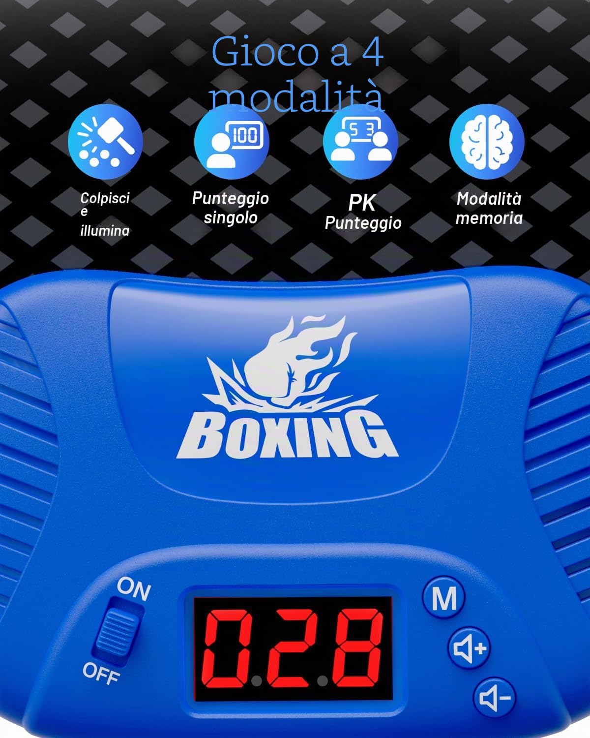 Hot Bee Sacco Da Boxe Per Bambini, Borsa Da Boxe Gonfiabile Interattiva Con Musica E Luce, Guanto Da Boxe Incluso, Per Regalo Dai 6 Ai 12 Anni (Blu)