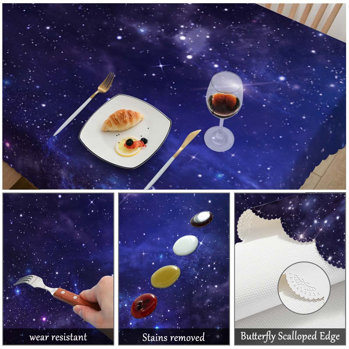 HNHDDZ Univers Galaxie Ciel Etoilé Nappes Rectangulaire Noir