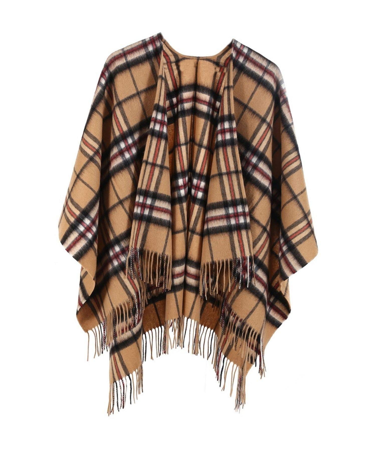 Edinburgh Cashmere Women's Thomson Camel Check 100% Pure Lambswool Cape – 124X125 Cm, Extra Fine Cape Featured In Vogue, Gq, Tatler & Grazia | Winter Wear & Apparel, Camel Check