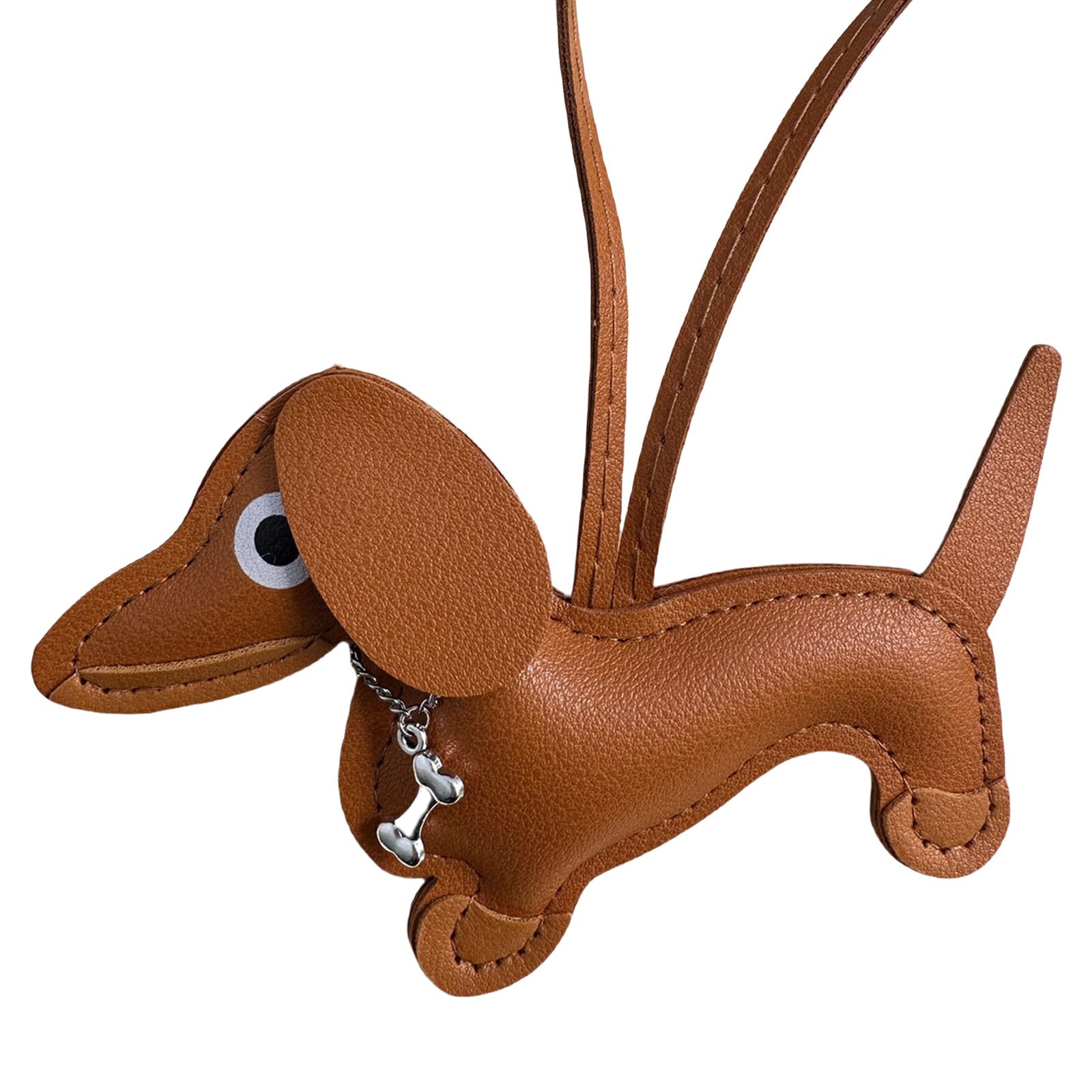 jojnsha Stylish Dachshund Keychain Charm Sturdy PU Leather Keyrings Pendant Accessory For Bags And Keys Option Dachshund Keychain