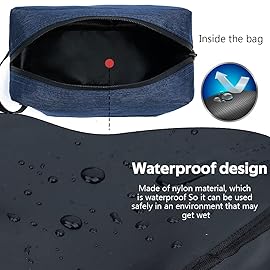 Travel Toiletry Bag for Women and Men, Water-resistant Shaving Bag for Toiletries Accessories, Foldable Storage Bags with Divider and Handle for Cosmetics Toiletries Brushes Tools (Blue)