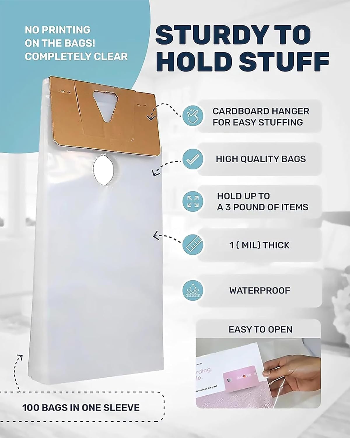 TidyFriend Plastic Door Hanger Bags 6.5" x 14.5"(1000 Pack) - Door Knob Hangers for Outdoor Protects Flyers, Brochures, Notices, Printed Materials - Waterproof and Secure