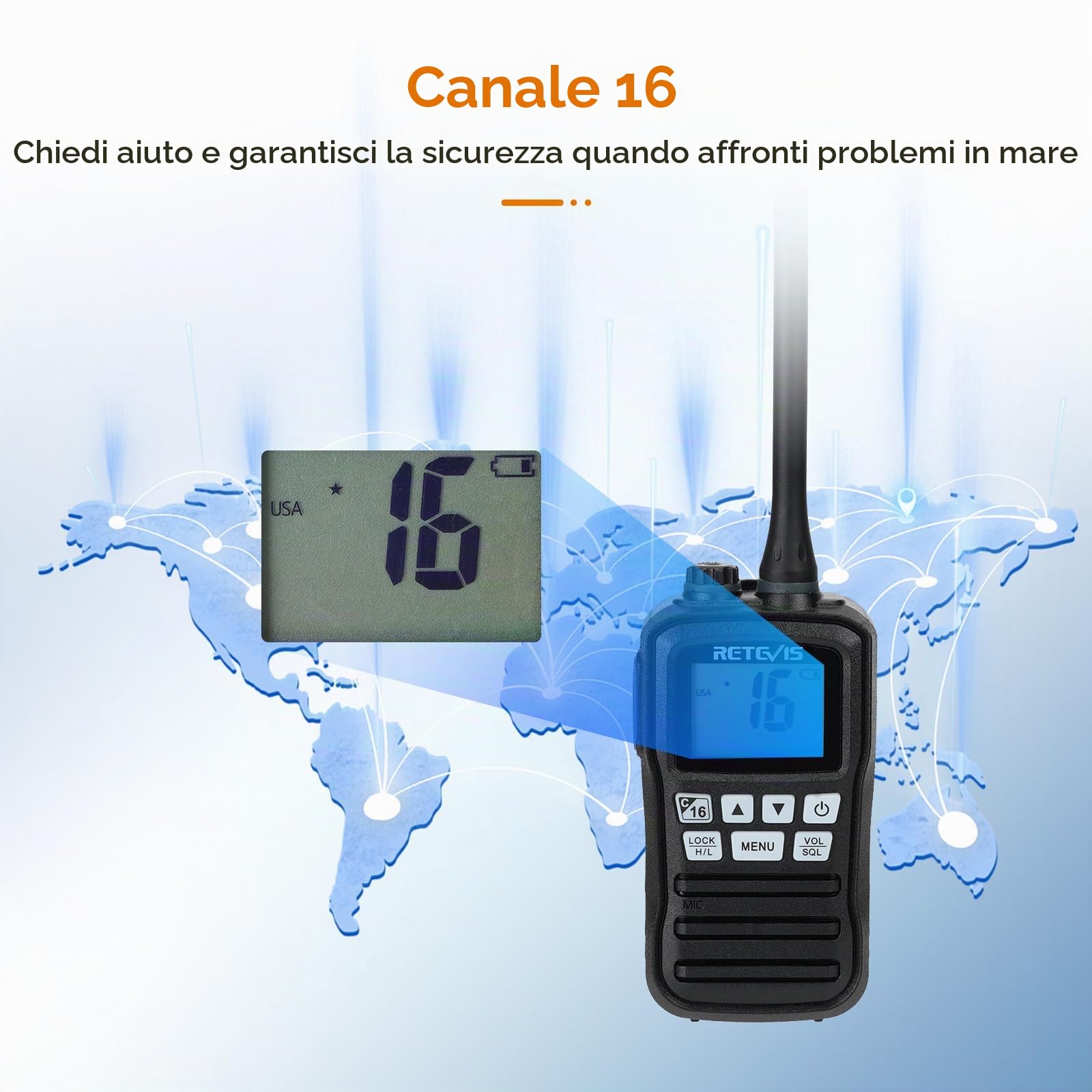 Retevis RM01 Radio VHF Marino Portatile, Radio Impermeabile IP67, Vibrazione, Galleggiante 88 Canali, Radio Marina con Microfono per Kayak, Pesca, Nautica (Nero, 1 Pezzo)