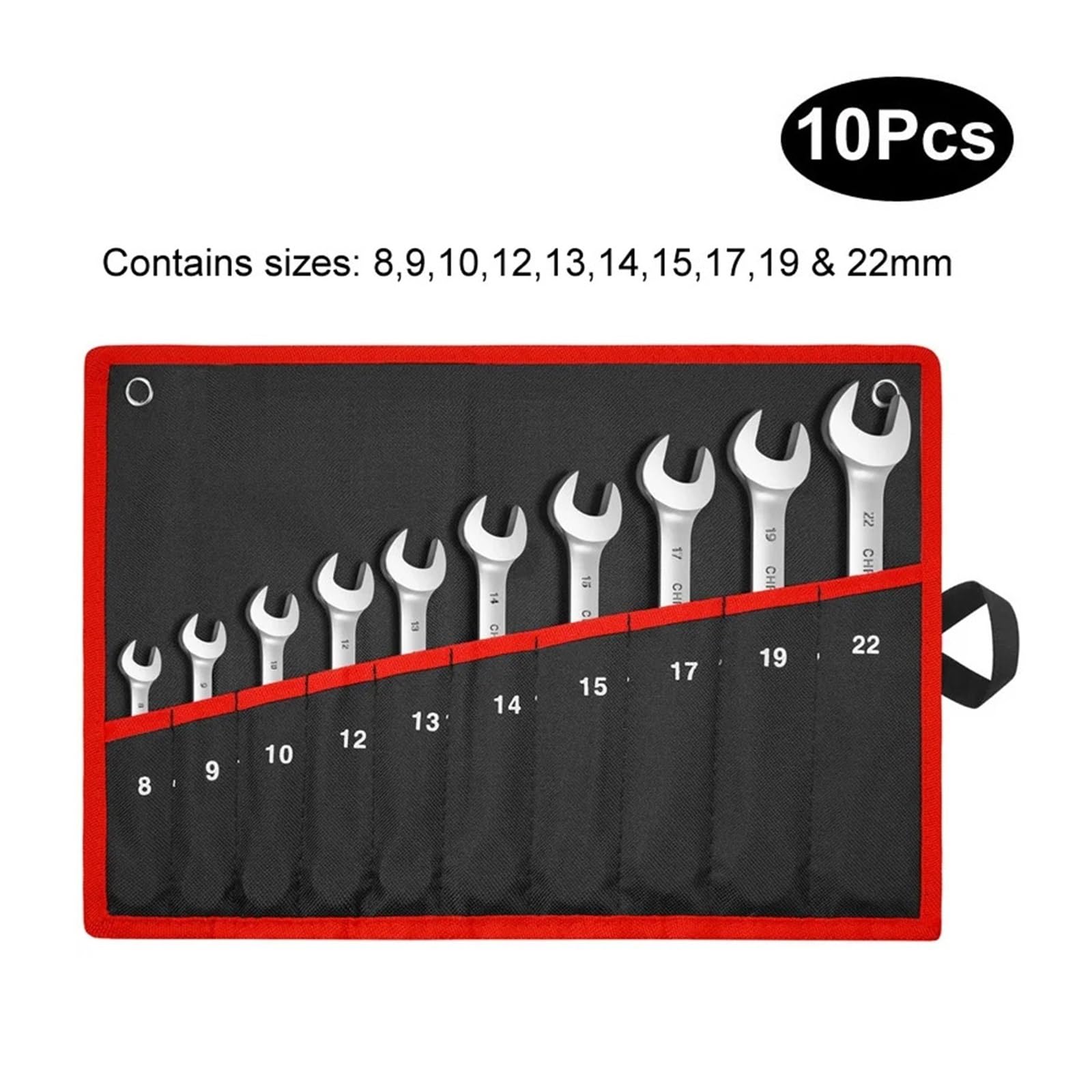 Set di chiavi a cricchetto con testa flessibile, kit di chiavi combinate, set di chiavi a cricchetto for utensili manuali in acciaio al cromo vanadio (Color : 10pcs(8-22mm))