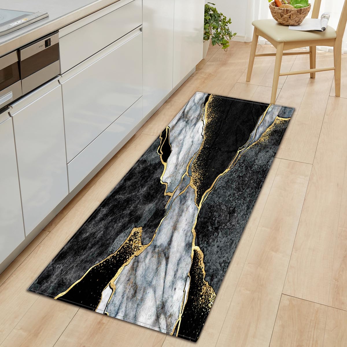Alfombra de pasillo de cocina lavable a máquina y de textura muy suave