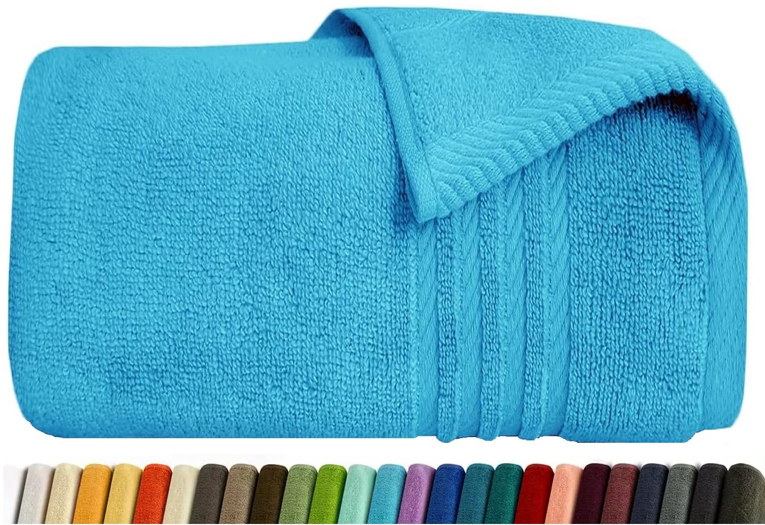 EDB Large Bath Towel 100% Egyptian Cotton Super Soft Jumbo Bath Towels 70cm x 140cm, 500-GSM Highly Absorbent Bathroom Towels (Teal/Turquoise, Bath Towel)