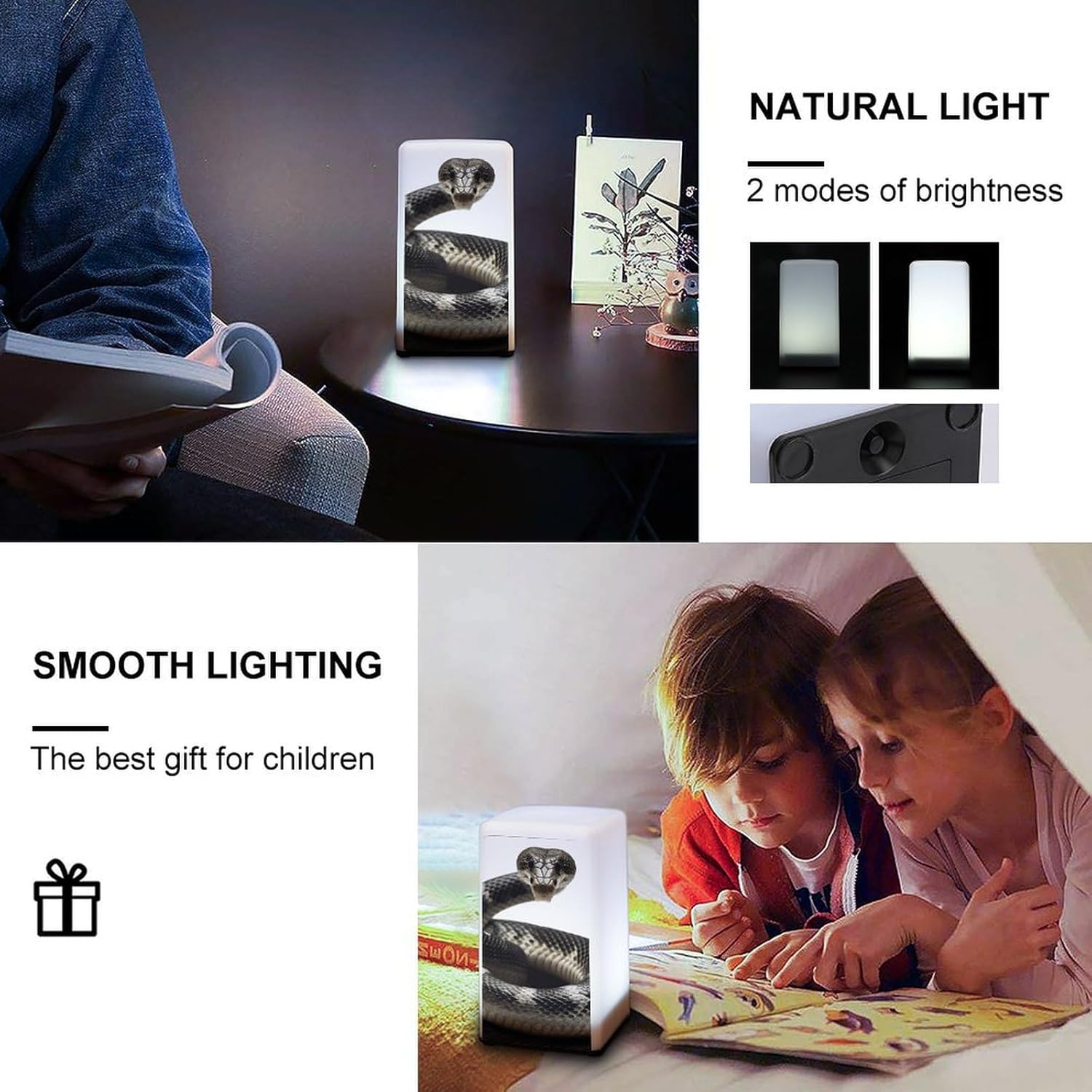 Desk Lamp for Office Home Dimmable Small Desk Lamp Cobra Snake Battery Operated Lamp for Reading Study Work