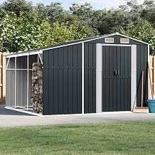 Willood Tool Shed with Firewood Shelf Garden Shed with Slanted Roof Garden Shed Metal Shed Anthracite 277 x 279 x 179 cm Galvanised Steel
