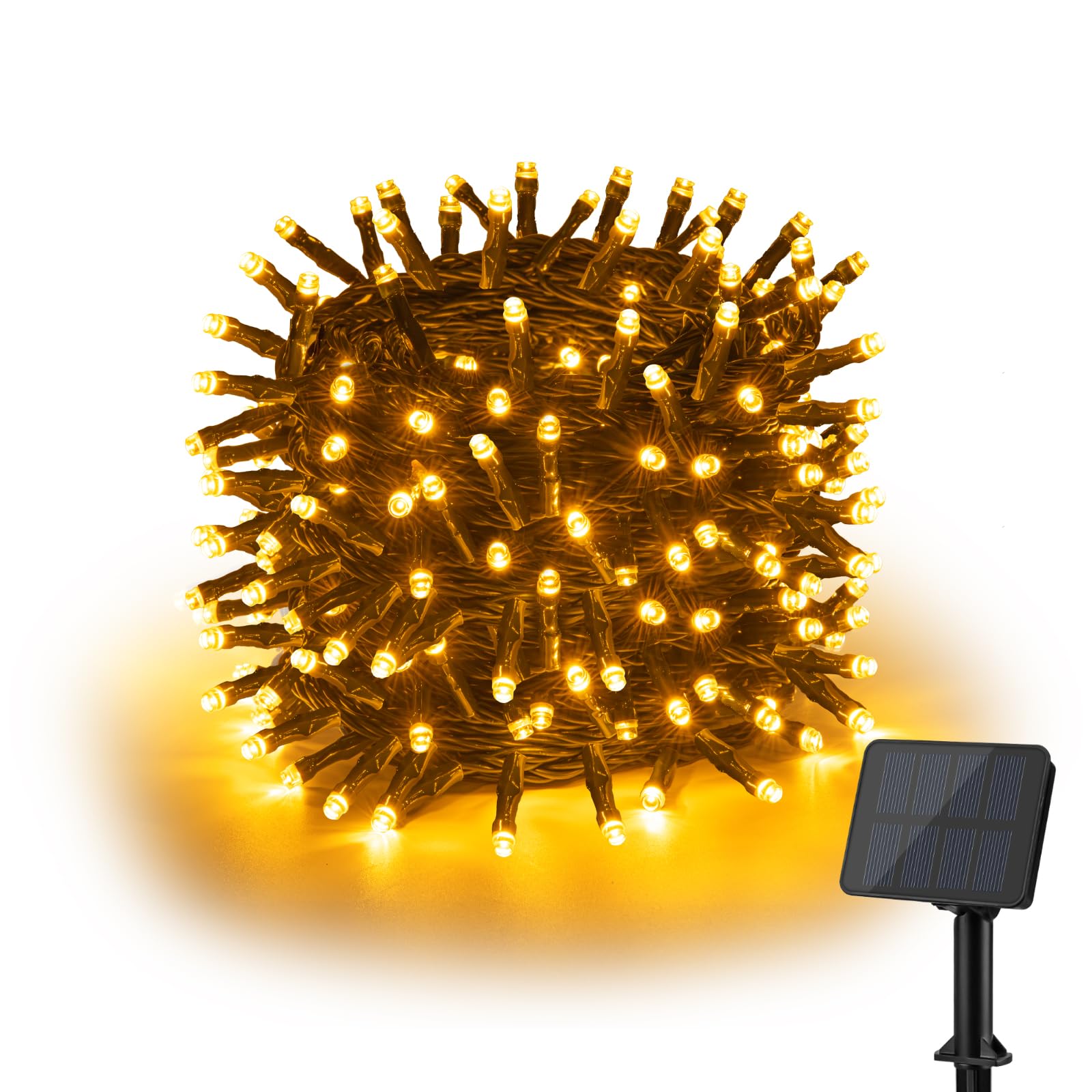 Isisyu Solar Lichterkette Aussen 12M 120LED Lichterkette Außen Solar 8 Modi IP65 Wasserdicht Warmweiß Solarlichterkette Außen Wetterfest für Balkon, Garten, Hochzeiten, Terrasse, Weihnachten, Partys