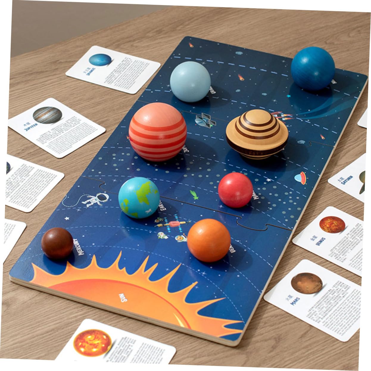 Bloques Cognitivos Planetarios en Madera, 1 Juego Infantil para Niños | Preescolar, Piezas Grandes y Superficie Lisa, Diseño Integrado, Mejora Habilidades de Aprendizaje en Aula