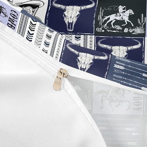 Miniatura 6 de Manfei Juego de funda de edredón de vaquero, tamaño individual, juego de ropa de cama de 2 piezas, diseño de calavera de caballo, toro, vaquero,