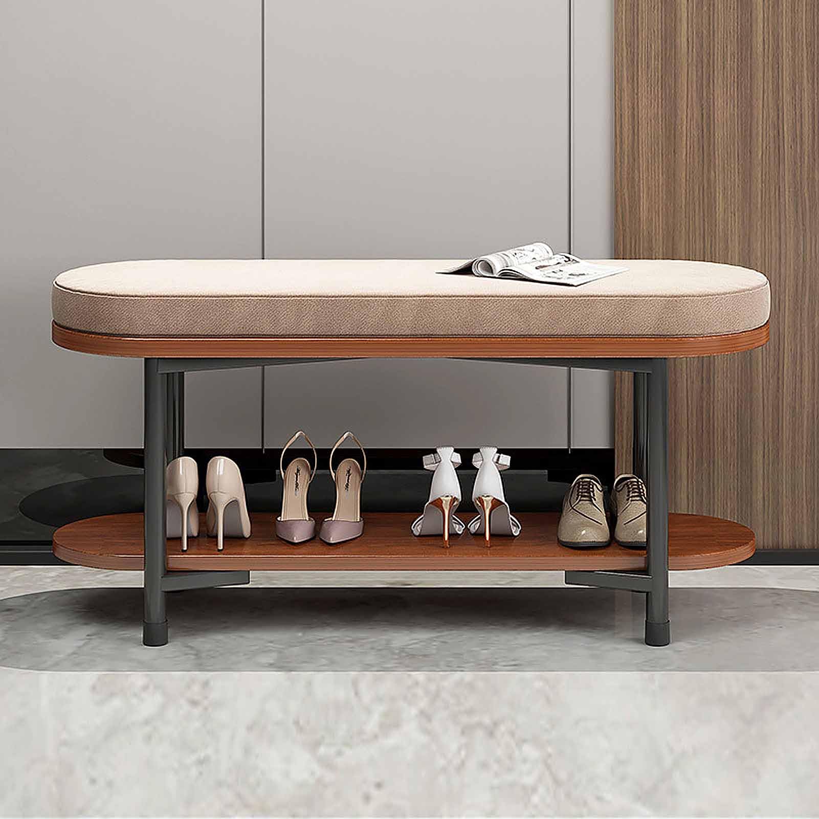 SXZenSpace Entryway Bench, Metal Storage Shoe Bench in Entry Way Hallway Foyer Rack, Bedroom Seat for Living Bed Mud Room Indoor