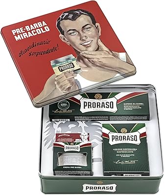 Proraso Shaving Kit for Men | Refreshing and Toning Pre-Shave Cream, Shaving Cream Tube and After Shave Balm in Vintage Gi...