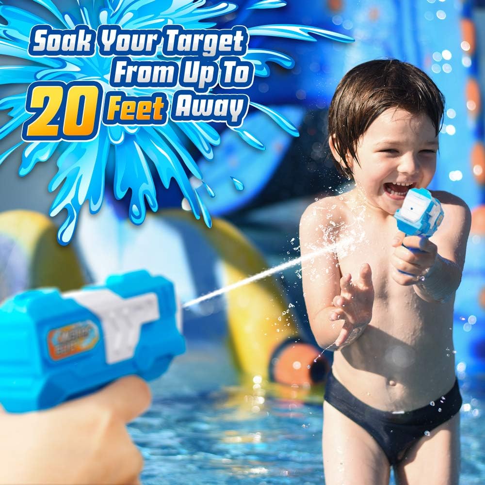D-FantiX Water Gun 6 Pack, Water Blaster Soaker Small Squirt Guns Bulk for Water Fighting Summer Pool Beach Party Favors Toy for Kids Boy Girl