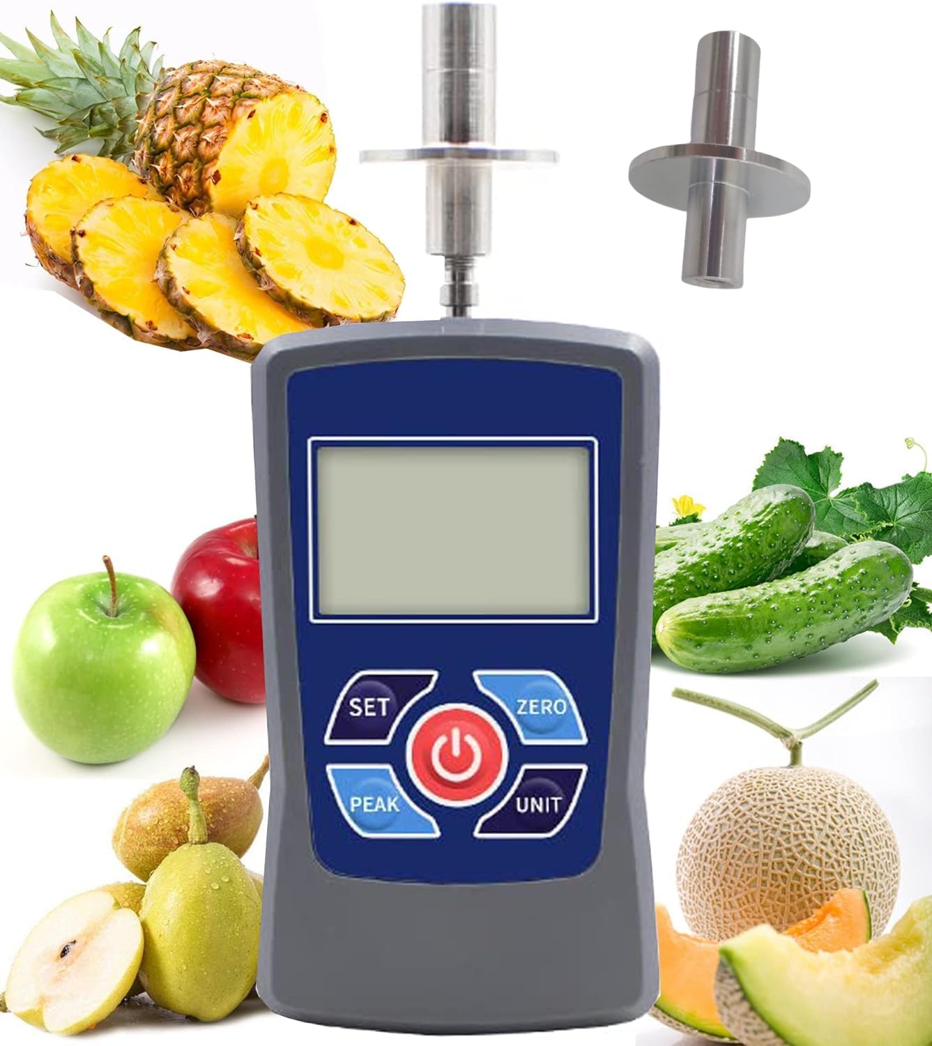 HFBTE Digital Fruit Hardness Tester Meter Gauge Mini Fruit Dynamometer Sclerometer For Hard Fruits With Range 0.4 To 30Kgf/cm2 (×105 Pa) Pressure Head