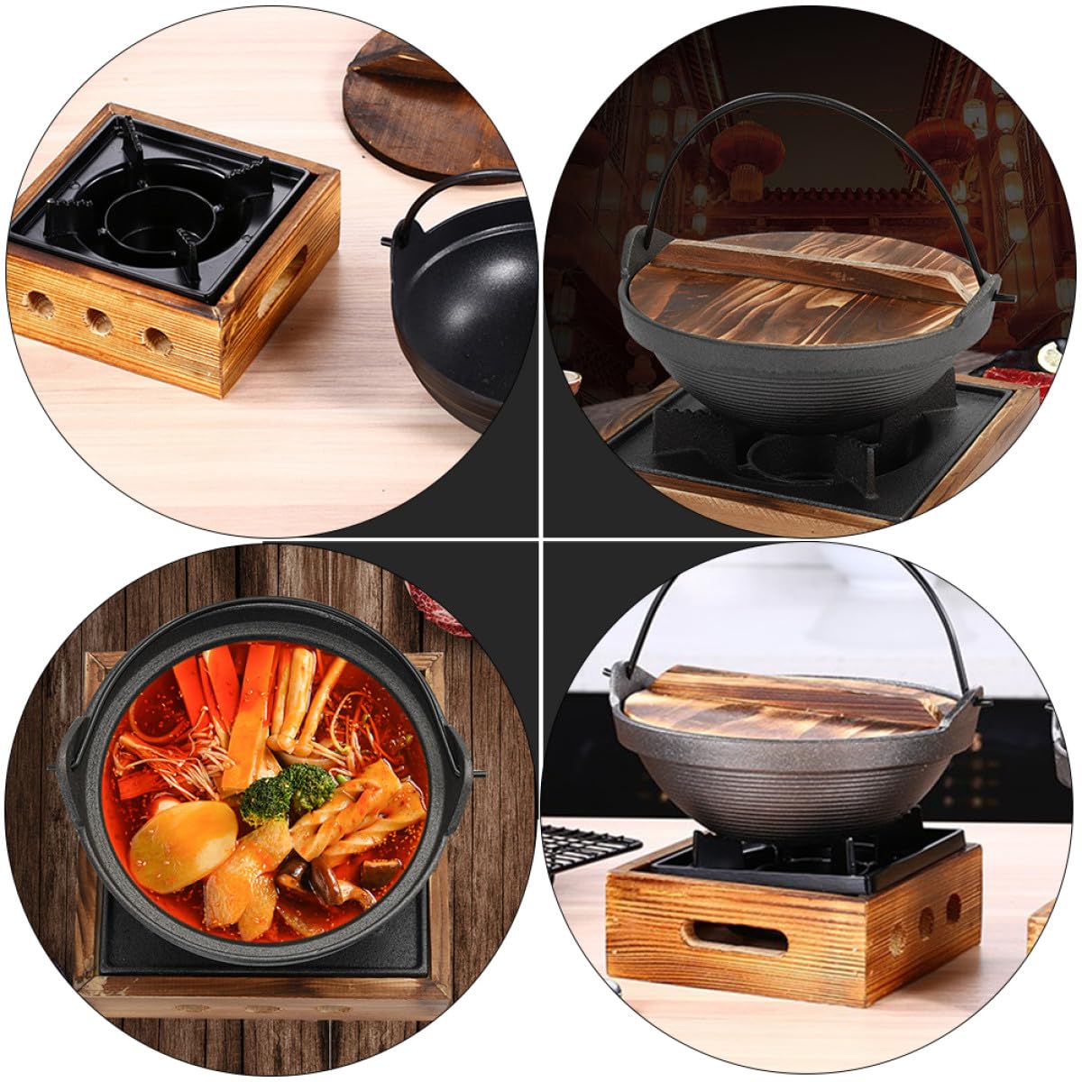 Cabilock Olla de Hierro Fundido Adecuado para Estofados y Uso en Inducción Resistente al Óxido y Fácil de Limpiar para Cocina Japonesa